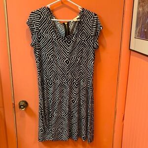 Michael Kors Black and White Sleeveless Fit and Flare Mini Dress
